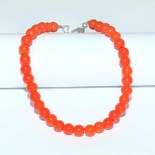 Natural Italian Coral Smooth Rondelle 5 MM Ball Shape Bracelet Gemstone 7 Inch