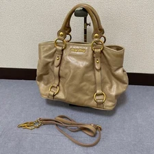 Miu Miu 2way bag, beige, madras leather, logo