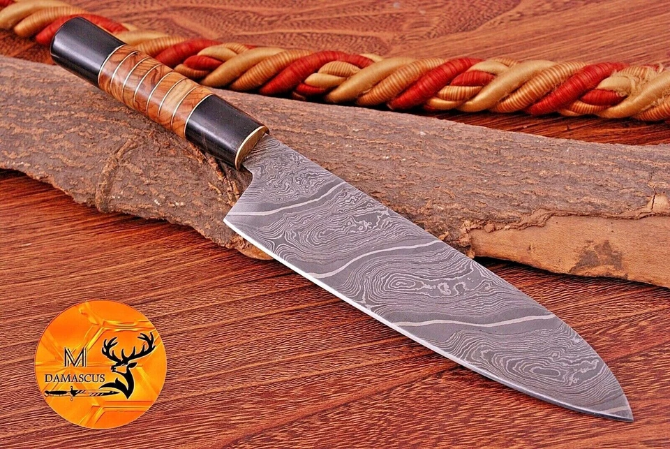 FACA CHEF COZINHA SANTOKU FORJADA FEITA À MÃO AÇO DAMASCO FACA -1280 - Imagem 2 de 4