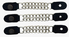 3 BUTTON LEATHER DOUBLE CHAIN MOTORCYCLE BIKE...