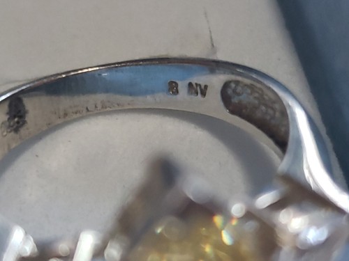 925 NV Nevada Sterling Silver Teardrop Yellow Citrine CZ & Clear CZ Ring Size 8 - Picture 4 of 9