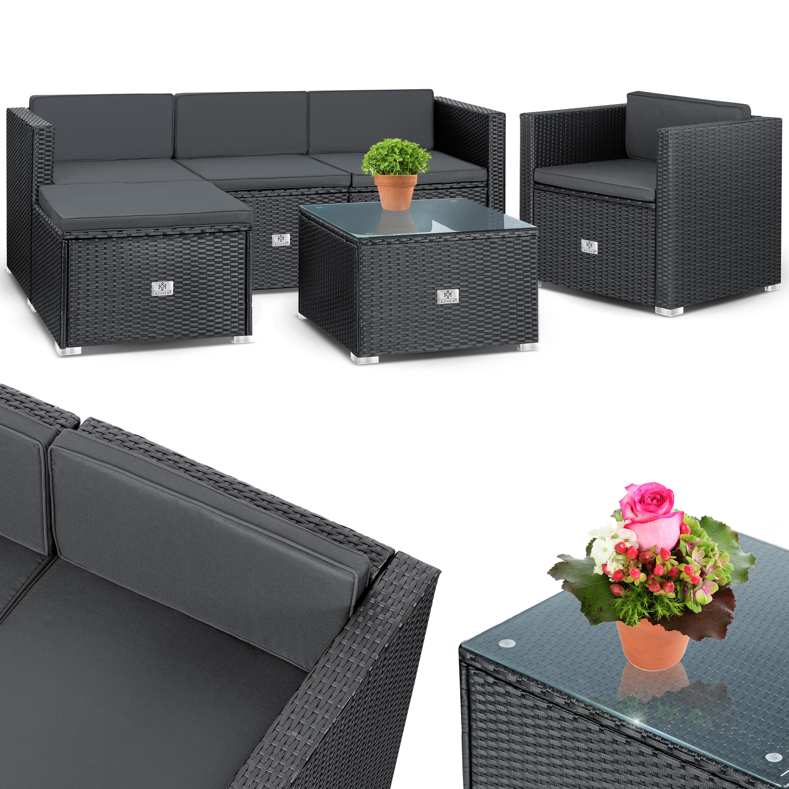 KESSER® Polyrattan Gartenmöbel Lounge Sitzgruppe Garten Balkon Sofa