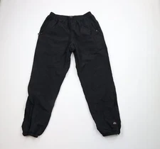 Vintage 90s Streetwear Mens Large Blank Fleece Lined Cuffed Joggers Pants Black