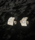 Vintage Gorgeous Pave Crystal Rhinestone Silvertone  Half Hoop Clip-On Earrings — photo 1