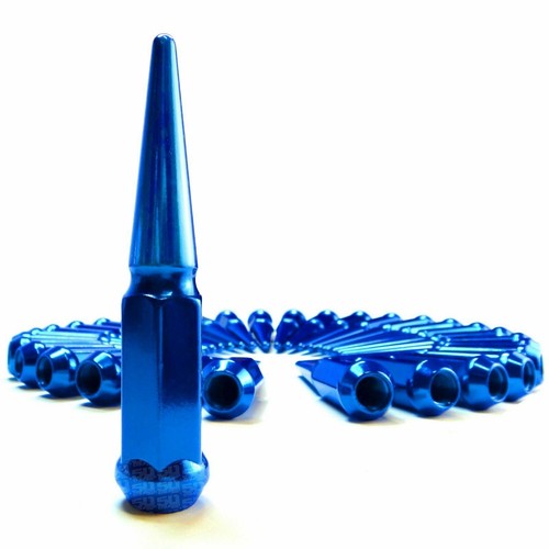 32 Spike Lug Nuts 14x2.0 Coarse Thread fit F250 F350 Super Duty PowerStroke Blue - Picture 8 of 11