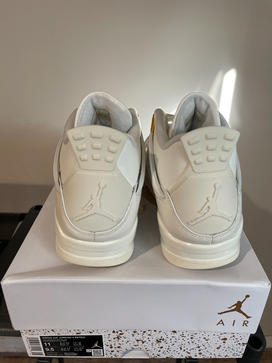 Jordan 4 Metallic Gold Men 9.5 / 11 Women AQ9129-170 NEW White