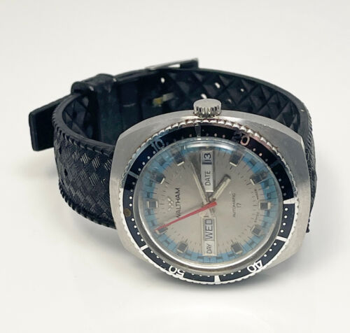 Vintage Waltham AS 1916 Day Date Automatic Stainless Dive Watch ~ Free Shipping - Picture 2 of 5