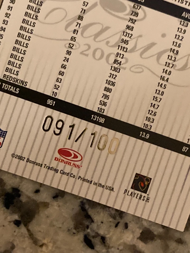 2002 Donruss Classics Timeless Tributes #140 Andre Reed/100 BILLS! MK11 - Image 2 of 3