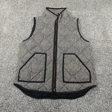 J Crew Vest Womens M Gray Chevron Herringbone Down Zip Quilted Sleeveless Jacket