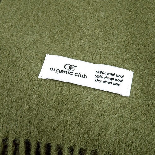 Organic Club Camel Wool Throw Blanket Natural Warm Soft Fringed 50x70" Green - Picture 3 of 9