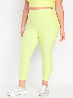 Old Navy Women's Extra High-Waisted Cloud+ 7/8 Leggings Size XXL Lime NWT