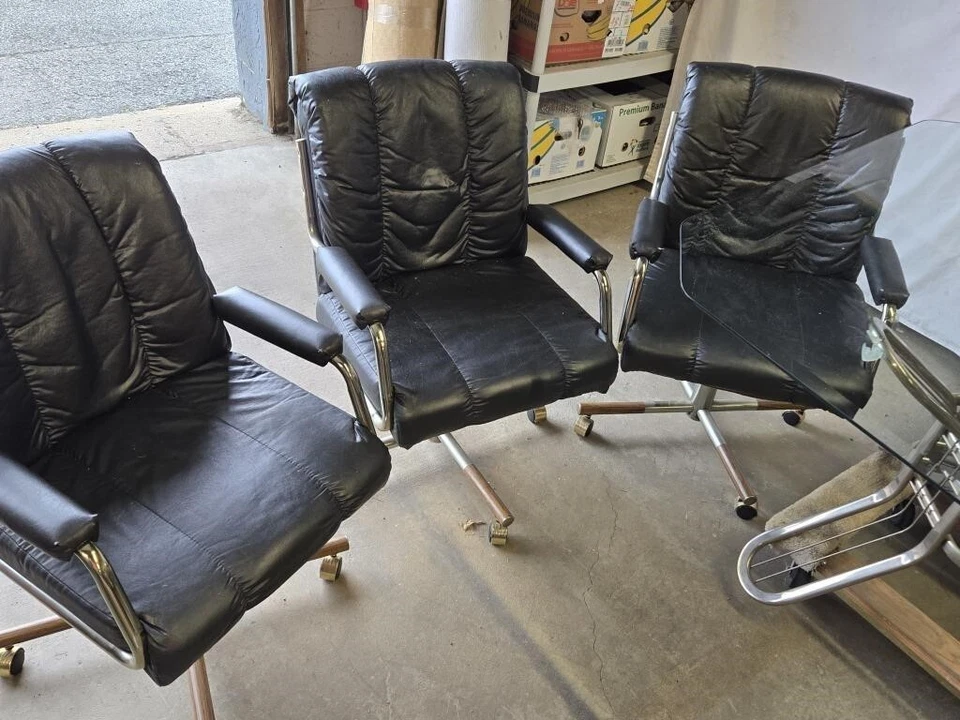 Juego de comedor moderno Mid-Century MCM Douglas Chromecraft | 6 sillas y vidrio cromado Foto 4 de 4