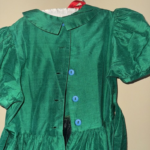 Vintage Maggie Breen Green Raw Silk Dress Victorian Cottage Core Size 7 Girls - Picture 6 of 8