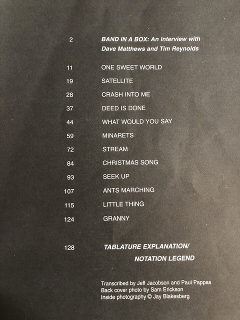 Dave Matthews Tim Reynolds Live At Luther Vol 2 Guitar Tab Sheet Music Book For Sale Online Ebay ebay