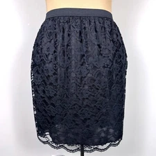 Vtg Chic H.I.S Lace Skirt Black Elastic Waist Mini Made in USA Medium Whimsigoth