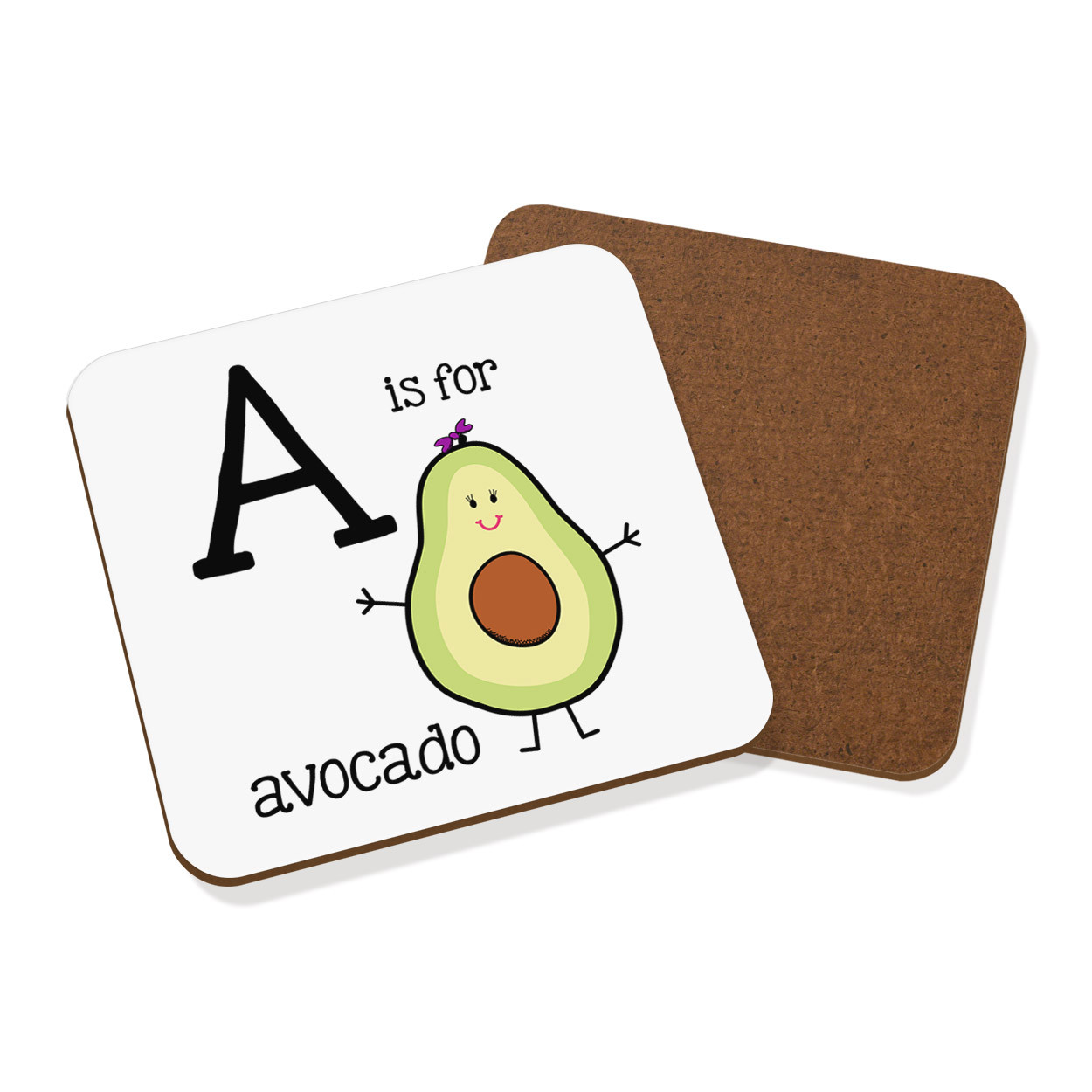 Letter A Is For Avocado Coaster Drinks Mat - Funny Alphabet
