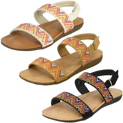 Girls Spot On Flat Aztec Slingback 'Sandals'