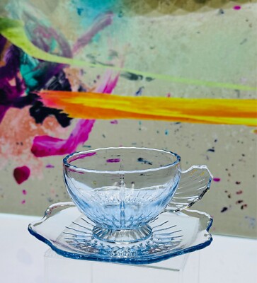 Martinsville Radiance Ice Blue Cup & Saucer  ca.1930  12 1/4''