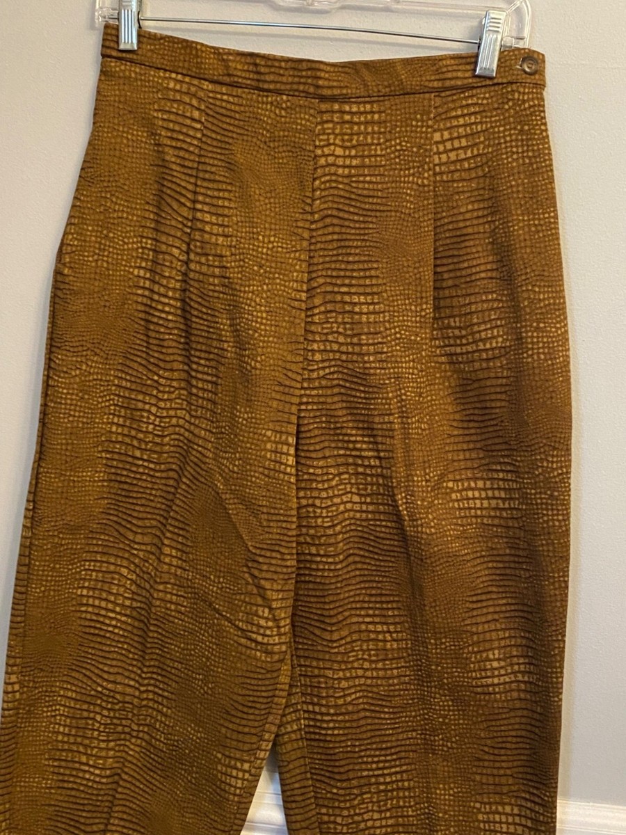 Vintage Briggs Snakeskin Pants Trousers Size 10 Side Zipper Crop