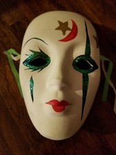Mardi Gras Type Mask  Ceramic Mask  5.25" Wide x 7" Tall  Multicolored