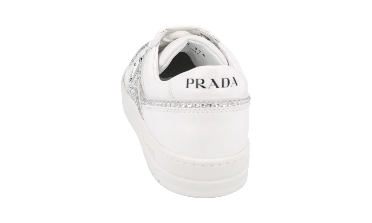 PRADA Leder Downtown Sneaker - 1E348N - Weiss - NEU