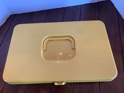 VTG Yellow Wilson Wil-hold Thread Caddy Sewing Box Bobbin Spool Organizer Handle