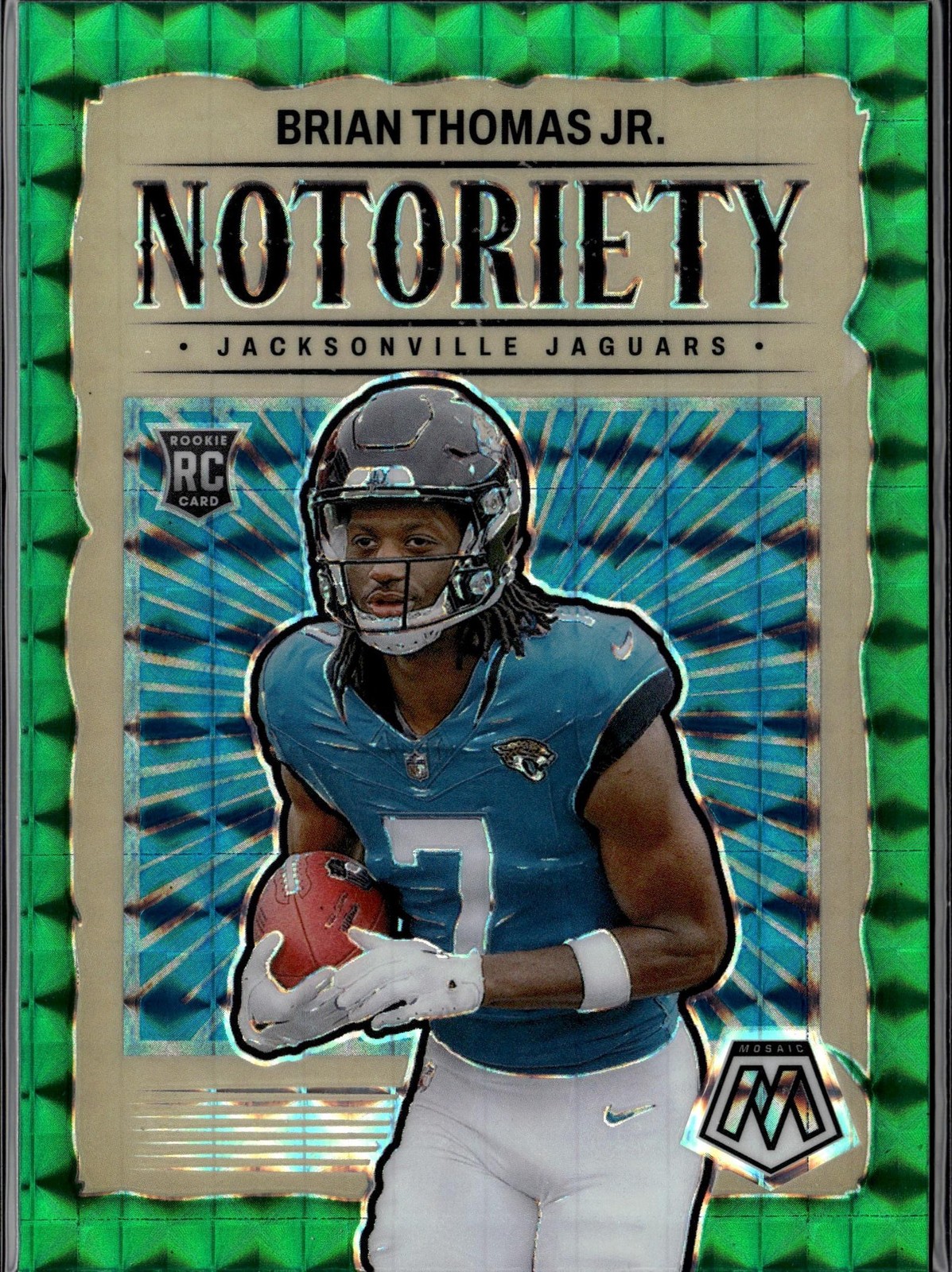 2024 Panini Mosaic #25 Brian Thomas Jr. Notoriety Mosaic Green
