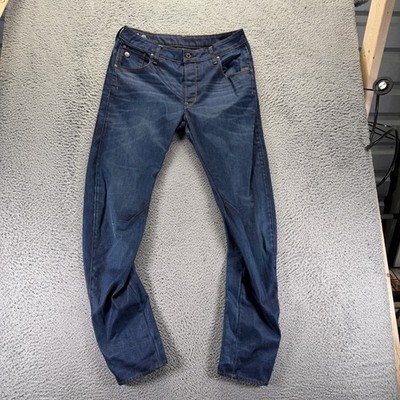 G Star Raw Arc Jeans Mens 34x34 Blue Cotton Denim Straight 3D Slim Button-Fly