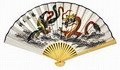 Asian Home Oriental Feng Shui Wall Fan - Dragon  20"L x 35"W, multi-colored