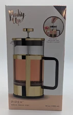 Pinky Up Piper Stainless Steel French Press Coffee Maker, Borosilicate Glass Tea