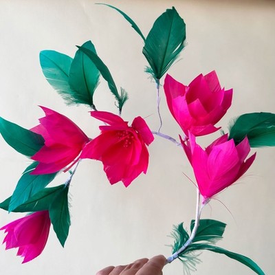 2 Farben Feder Fascinators Blume Urlaub verziert Millinery Dekor