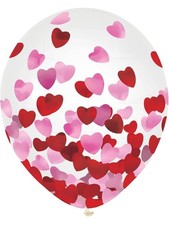 12 ct of 12  Heart Confetti Clear Helium Balloons