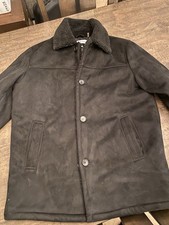 Pre-Owned in Good Condition CALVIN KLEIN Mens Black Faux Leather Jacket Large