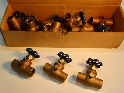 Box of 10 Nibco Prof. Brass Stop & Waste T-Valves, New Unused In Open Box, USA