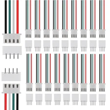 20 Pairs for JST XH2.54 4 Pin Connectors Wire Cable Plug Connectors 4 Pin XH ...