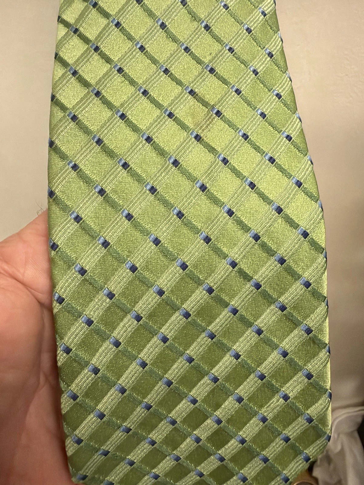 Tommy Hilfiger Men's Woven Silk Tie Plaid Check Green Blue White WFL#2831 image 2