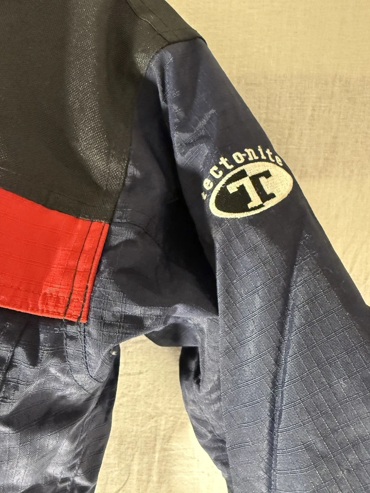 Mono Columbia Tectonite Talla 10/12 Cremallera Con Capucha Broches Correa Cinturón AZUL ROJO BT Foto 4 de 4