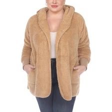 White Mark Womens Tan Plush Fleece Jacket Outerwear Plus 1X/2X BHFO 4370