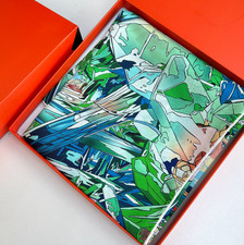 100 Twill Silk Scarf Bandanna Square Green crystal Print Shawl 88X88cm Wrap new