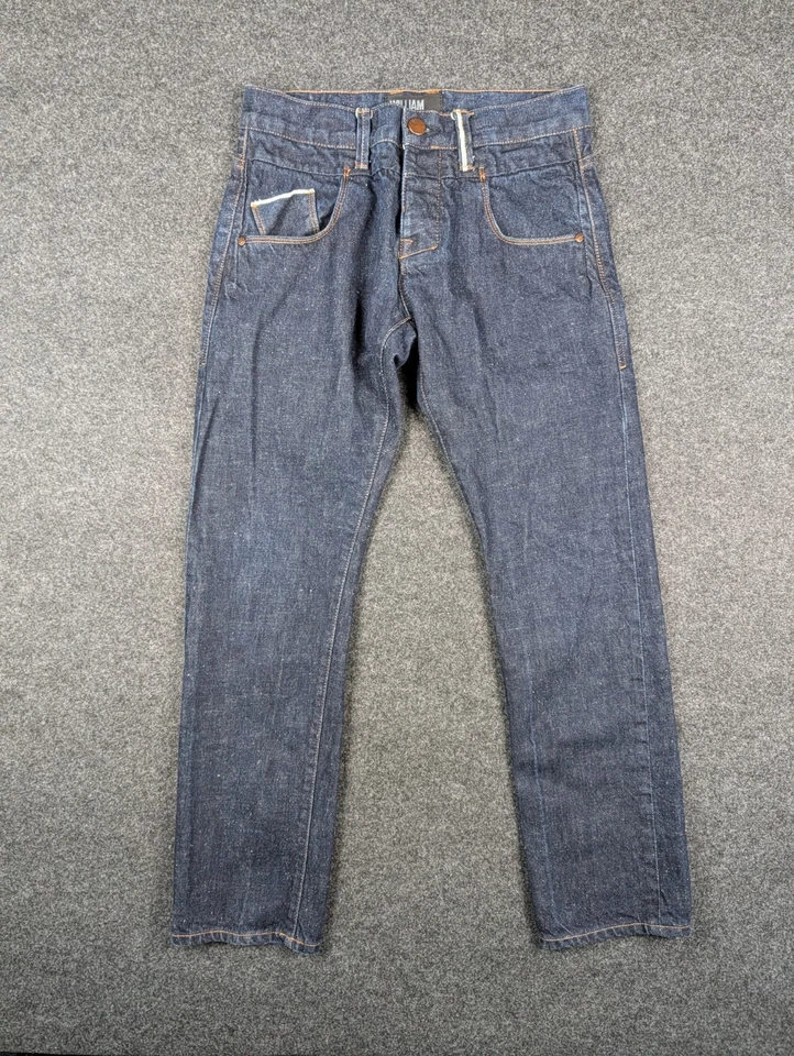William Rast Selvedge Jeans Mens 30x30 Dark Wash Red Line Taper Low Rise Cotton - Image 2 of 4