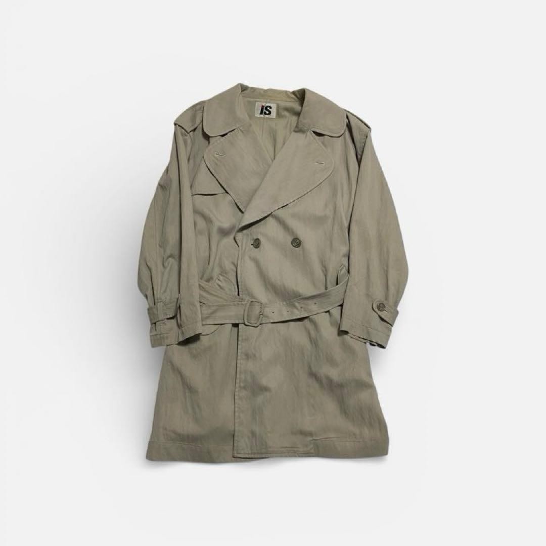 USED 90S I.S. ISSEY MIYAKE TRENCH COAT, MEN'S SIZE M, BEIGE