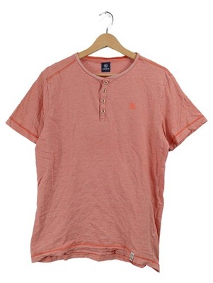 LERROS Herren T-Shirt Henley Gr. L Orange Meliert Kurzarm Casual