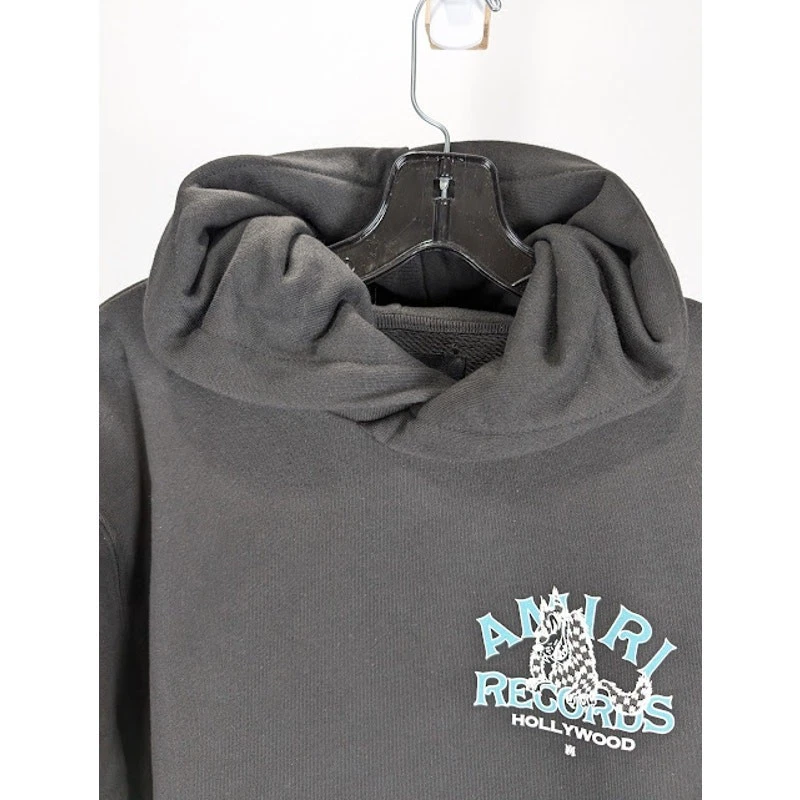 Felpa con cappuccio Amiri Records Wolf nera nuova con etichetta S