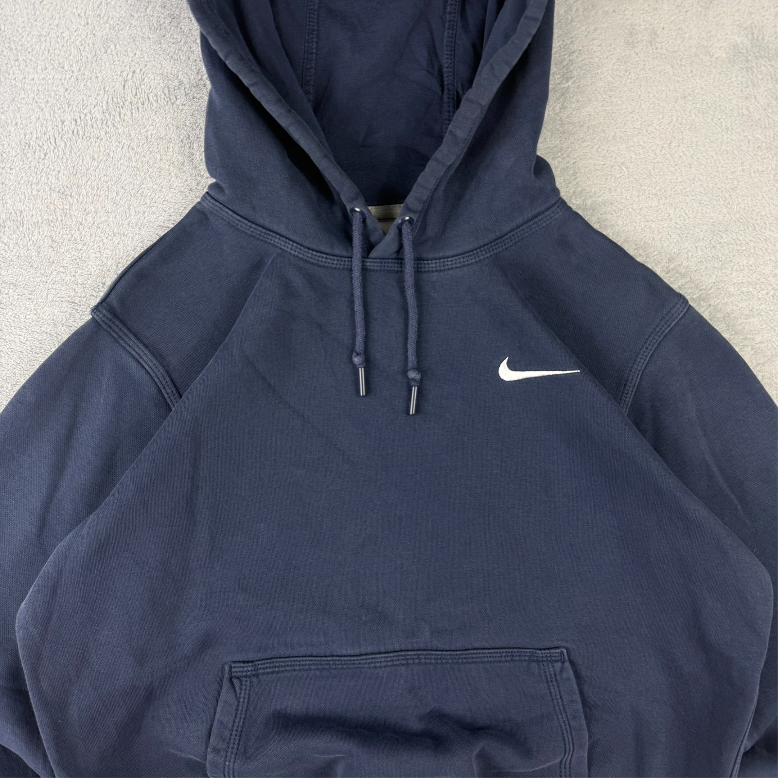 Vintage Nike Navy Blue Mini Swoosh Embroidered Size Small Pullover Hoodie image 4