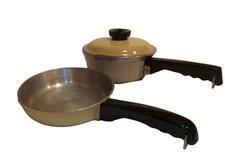 2 VINTAGE CLUB small Yellow Pans 1 Sauce -1 Fry  w/1 id  MCM