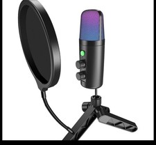 USB Condenser Microphone Stand Pop Filter Noise Reduction Black Blue Purple