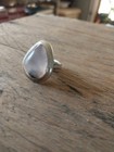 Handcrafted Sterling Silver Ring with Teardrop Rose Quartz - Size 6 Statement.