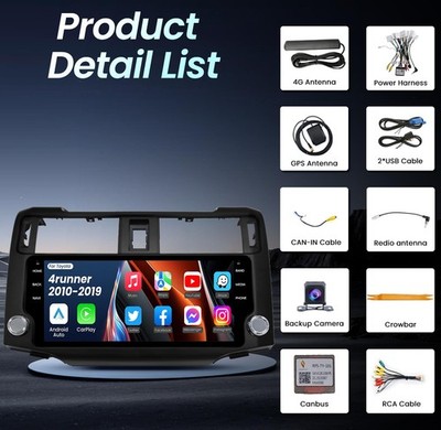 8Core 10.33  Car Stereo Radio Android Carplay 32GB For Toyota 4runner 2009-2021