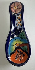 Talavera Spoon Rest 9” Multicolored Floral Mexican Pottery Lead Free