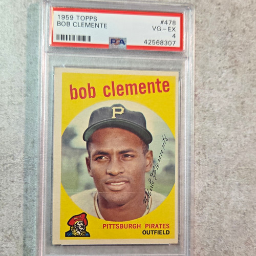 Topps 1959 Topps Roberto Clemente Pirates Auto PSA Auth #478 Bob on Card